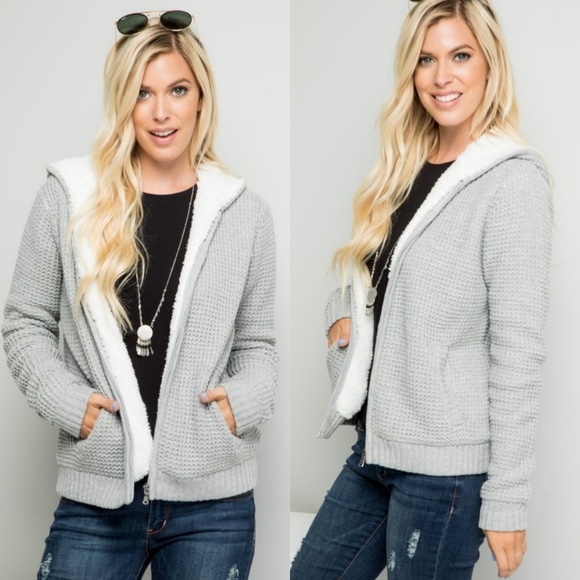 LAST 1! Super cozy Sherpa lined zip up hoodie - Picture 3 of 8